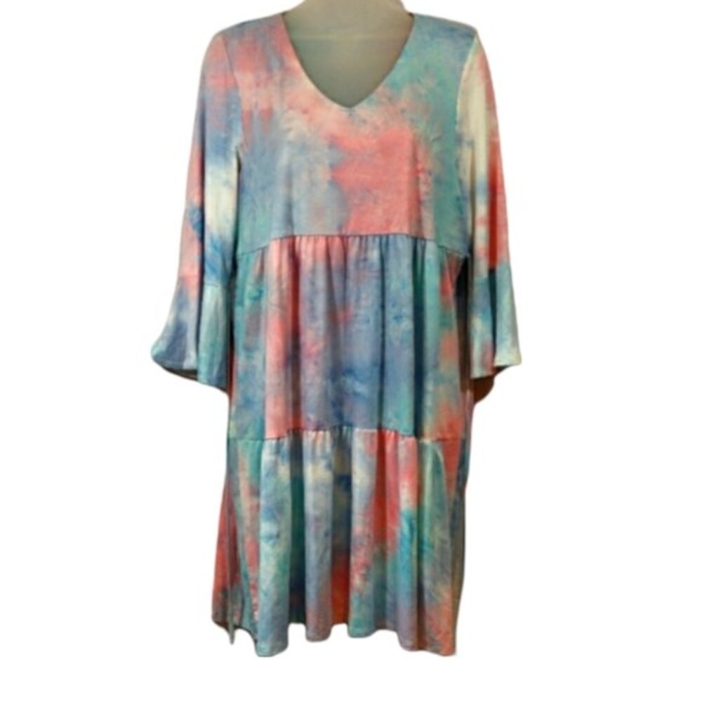Honey Me Pastel Tie Dye Tiered Dress Soft Med Easter